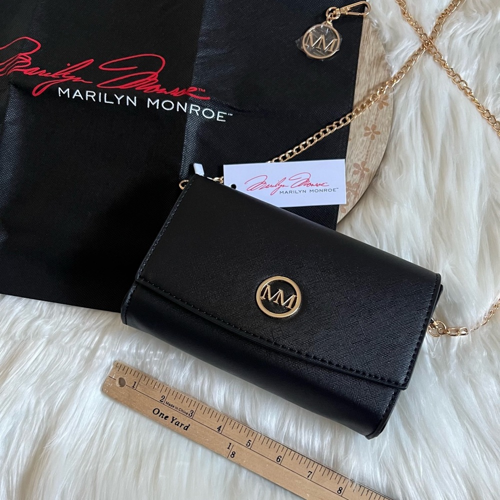 NEW Marilyn Monroe Women’s Black & Gold Cross Body Purse ✨ - Picture 11 of 12